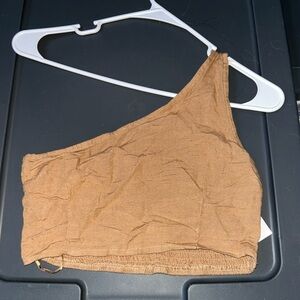 One-Shoulder Brown Crop Top